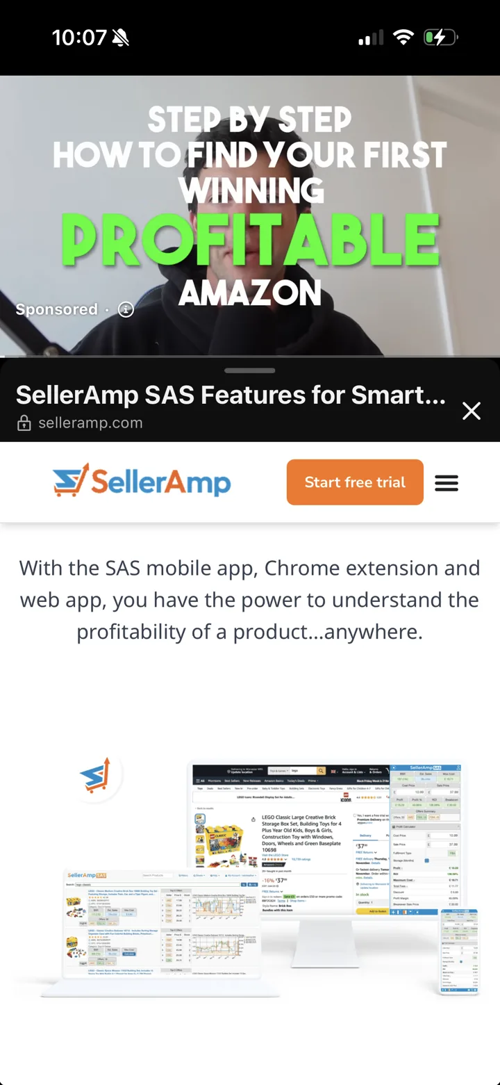 SellerAmp video ad on YouTube